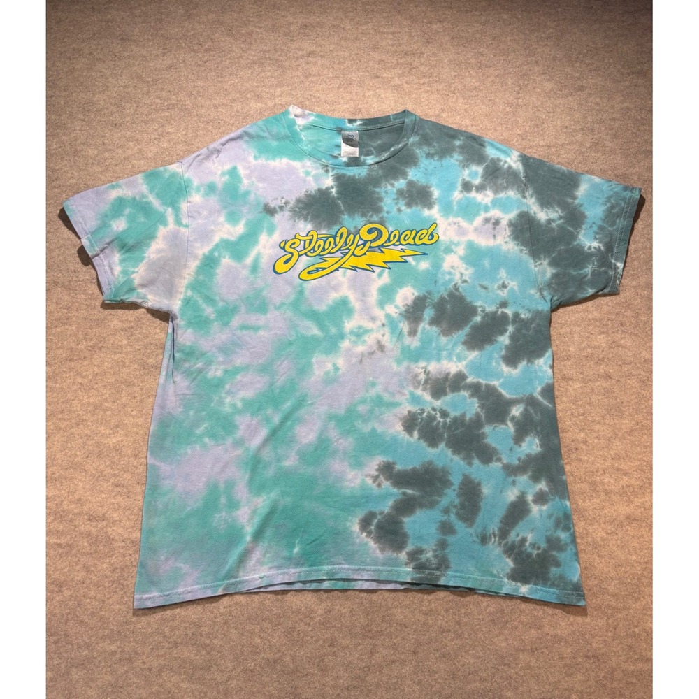 Colortone Steely Dead Tie Dye Graphic T-Shirt Mens XL Blue Teal Cotton